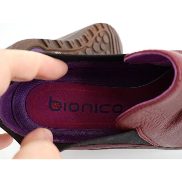 Bionica Gallant Ankle Boots Women's Size 9 Red Wedge Leather Bootie Slip On Shoe - Picture 9 of 11